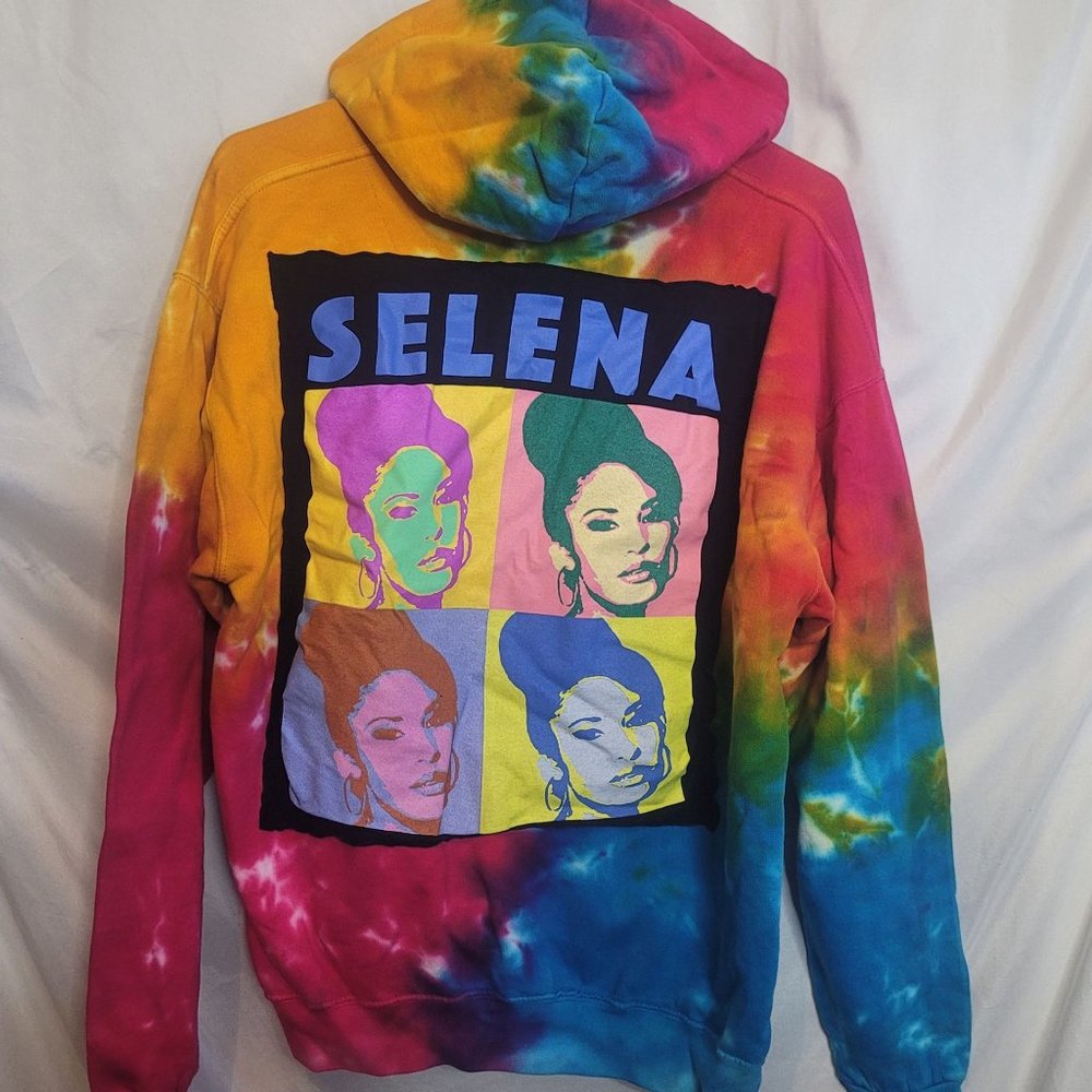 Selena Colorblock Tie Dyed Upcycle Hoodie Pullover Size Medium
